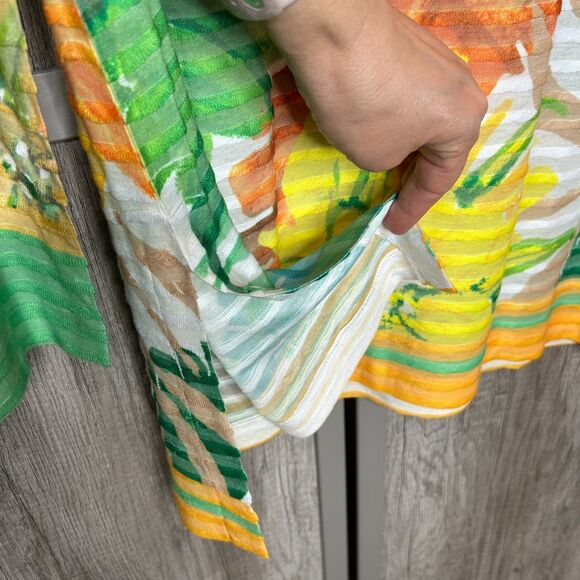 Softsurroundings Top Striped Tropical Bright Color Boat Neck Size L NEW - Picture 5 of 7